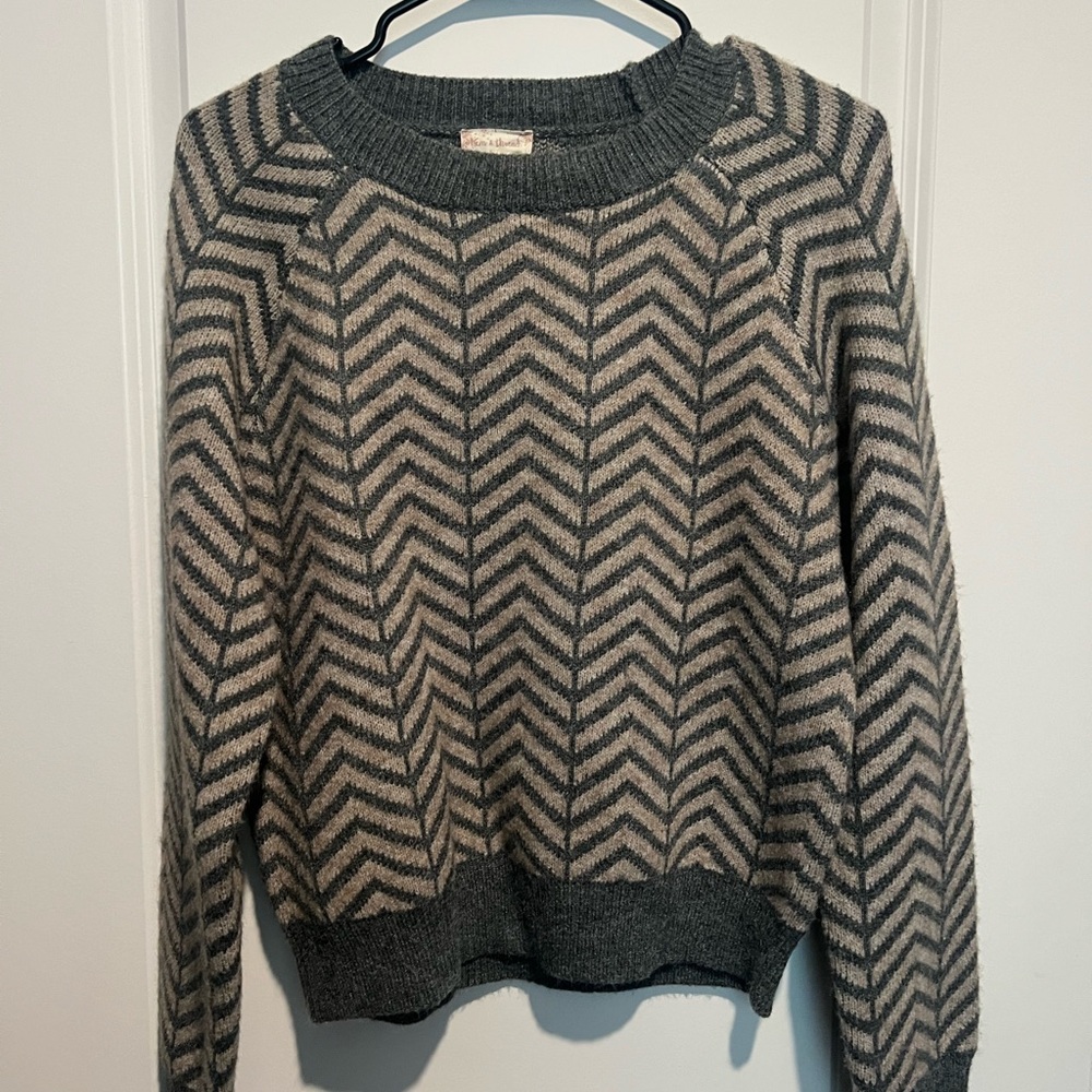 Hem & Thread Chevron Gray Sweater